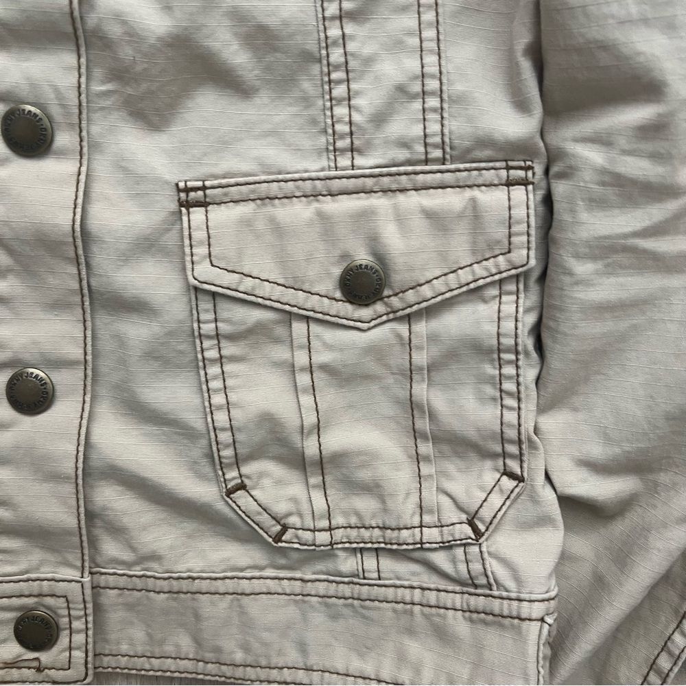 DKNY Blazer Jacket Women S Beige Cotton Long Sleeve Collared Casual Button Front - Picture 6 of 11